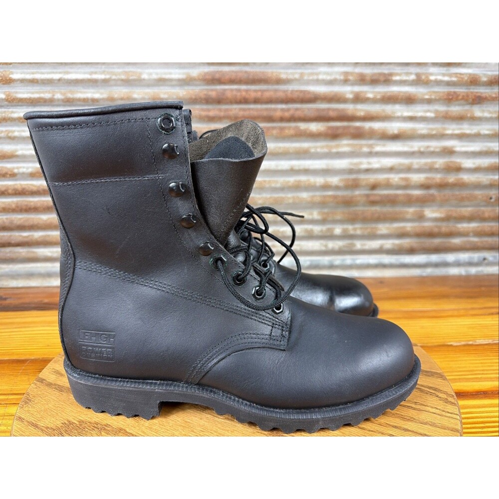 Vintage Lehigh Black Leather Steel Toe Safety Lineman Boots Size Men's 8.5W